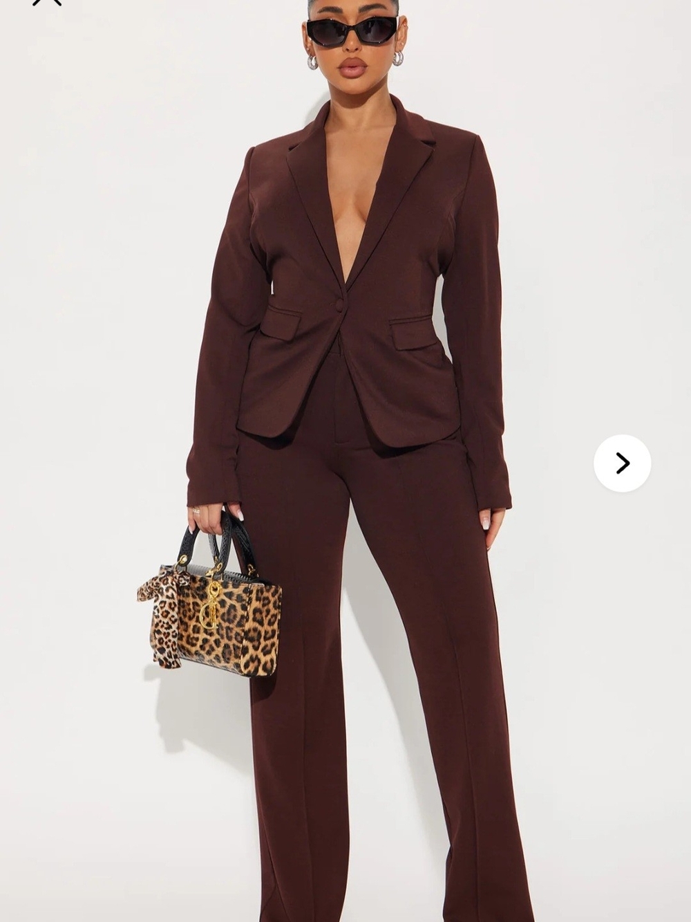 Fashion Nova Chocolate Brown Tailored Blazer & Pants Set